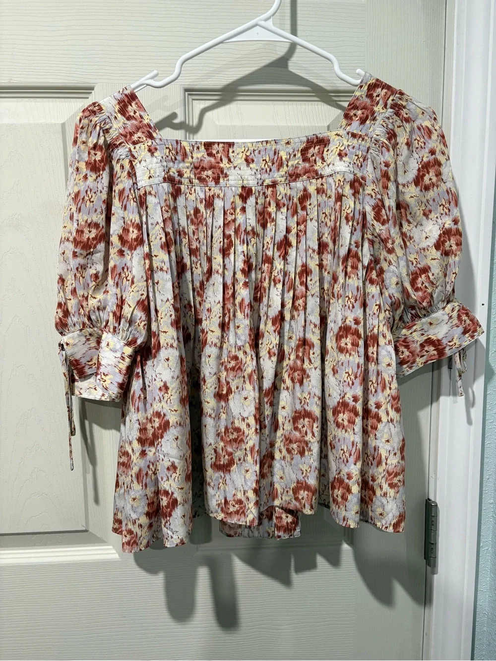 Ulla Johnson Lorraine Blouse Cream Blouse with Rust Wisteria color
